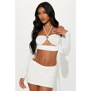 White Cut Out Long Sleeve Top Size  Large‎ RefM24